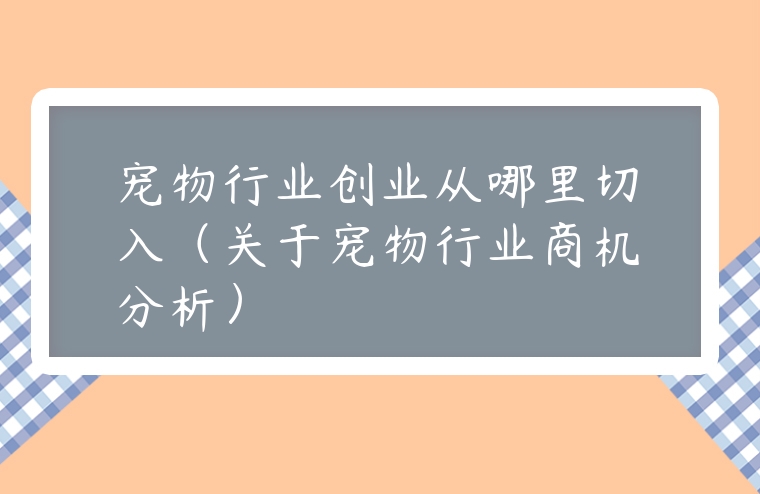 寵物行業創業從哪里切入（關于寵物行業商機分析）