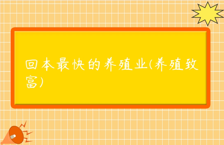 回本最快的養(yǎng)殖業(yè)(養(yǎng)殖致富)