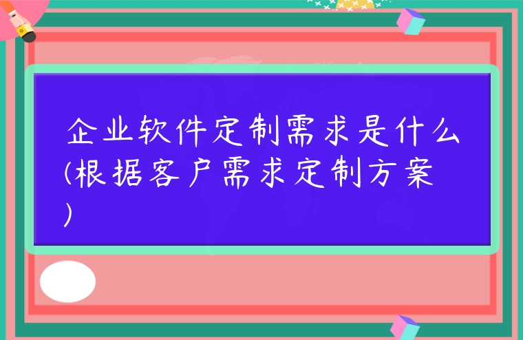 企業軟件定制需求是什么(根據客戶需求定制方案)