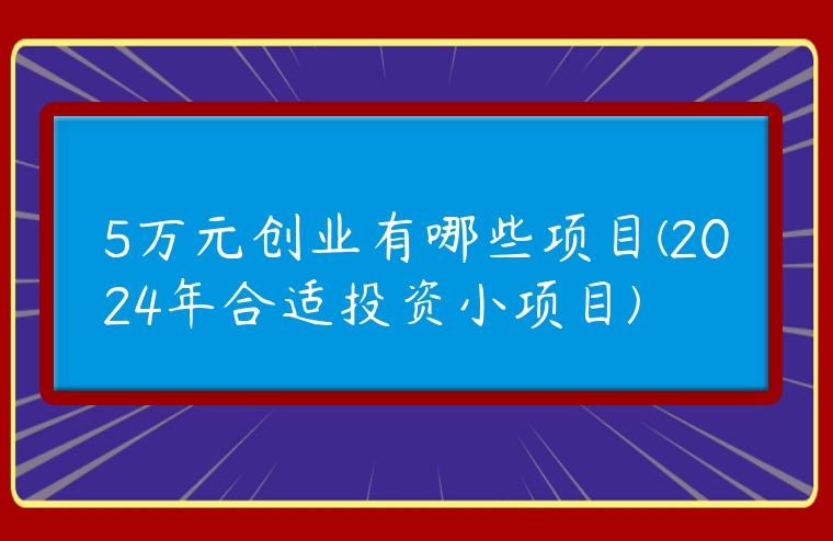 5萬元創業有哪些項目(2024年合適投資小項目)
